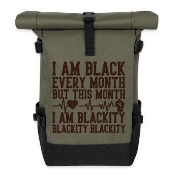 Blackity Black Month Heartbeat Fist - Roll Top Backpack - olive/black - Front