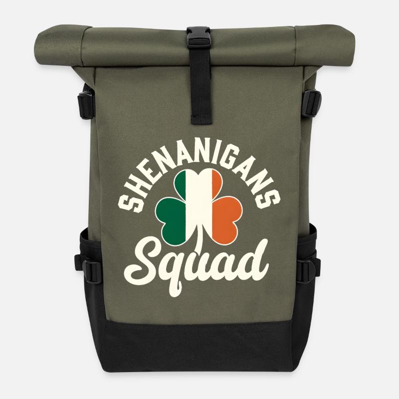 Escadron des Manigances Shamrock - Sac à dos roll top - olive/noir