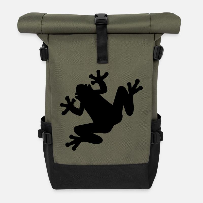 Grenouille - Sac à dos roll top - olive/noir