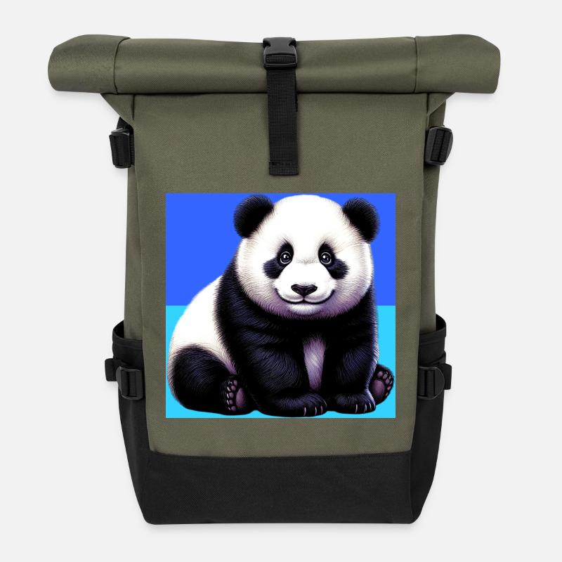 panda - Roll Top Backpack - olive/black