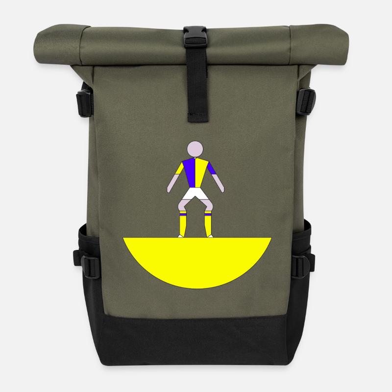 Figure abstraite subbuteo sur base jaune - Sac à dos roll top - olive/noir