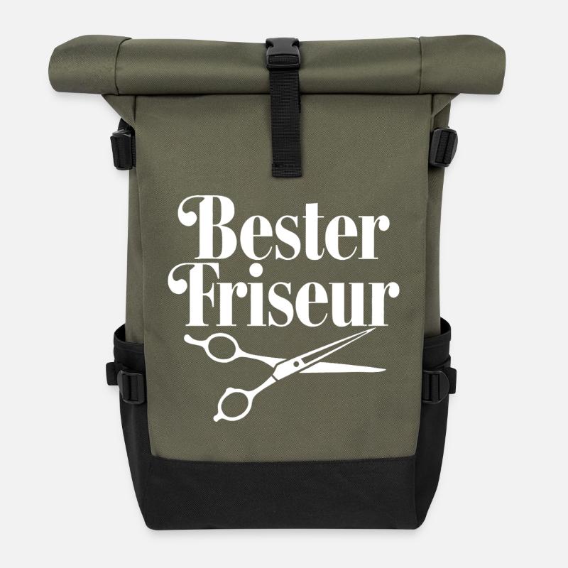 Bester Friseur mit Scheren-Logo - Rolltop Rucksack - Olive/Schwarz