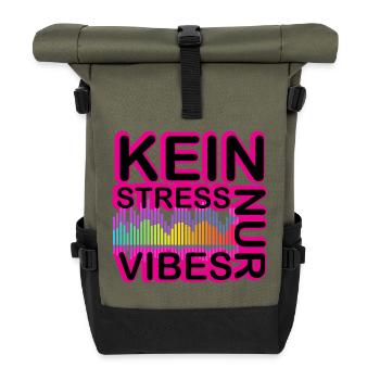 Kein Stress Vibes Neon - Rolltop Rucksack - Olive/Schwarz - Vorne