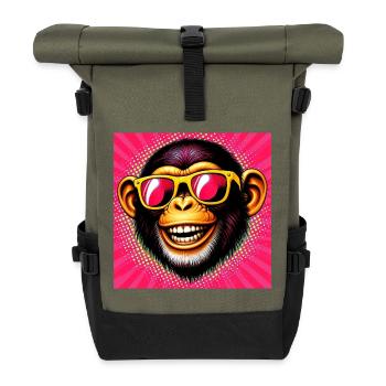 Singe chimpanzé - Sac à dos roll top - olive/noir - Devant