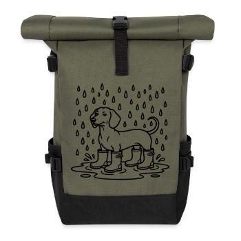 Teckel sous la pluie Bottes Wellington drôles - Sac à dos roll top - olive/noir - Devant