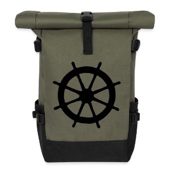 Steering Wheel Sail Sailing Sailor - Roll Top Backpack - olive/black - Front