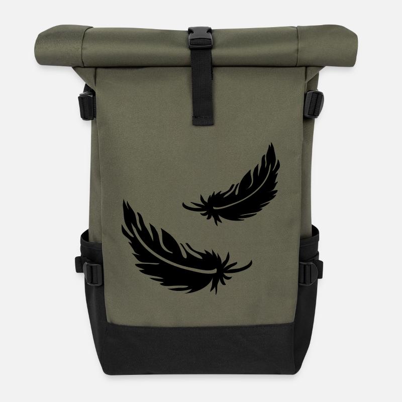 Deux plumes volantes - Sac à dos roll top - olive/noir