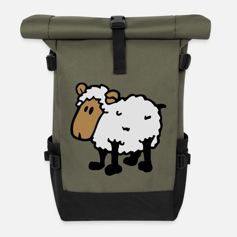 cooles comic schaf funny sheep - Rolltop Rucksack - Olive/Schwarz