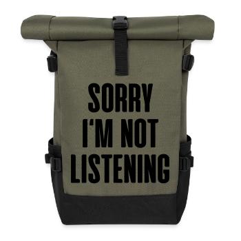 Désolé je ne suis pas à l'écoute - Sac à dos roll top - olive/noir - Devant
