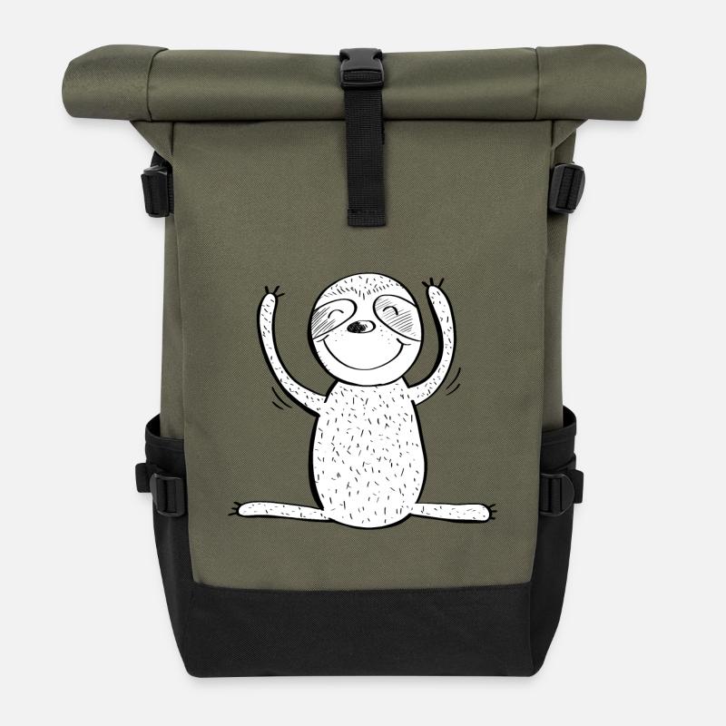 Happy Faultier - Comic - Tiere - Rolltop Rucksack - Olive/Schwarz