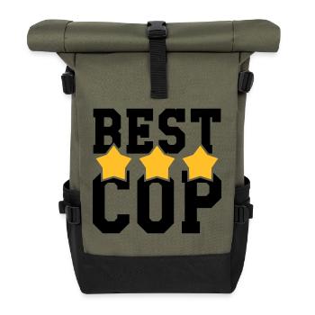 Best Cop - Police - Policeman - Gun - Security - Roll Top Backpack - olive/black - Front