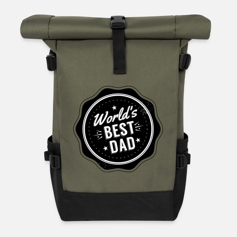 Papa Dad Vatertag - Rolltop Rucksack - Olive/Schwarz