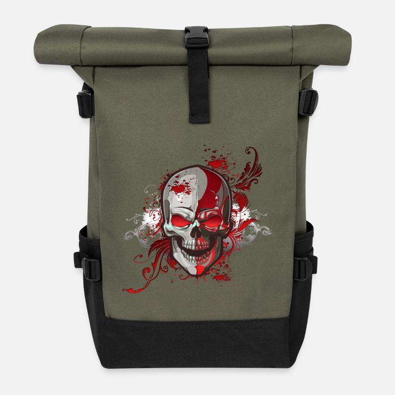 Red Skull - Rolltop Rucksack - Olive/Schwarz