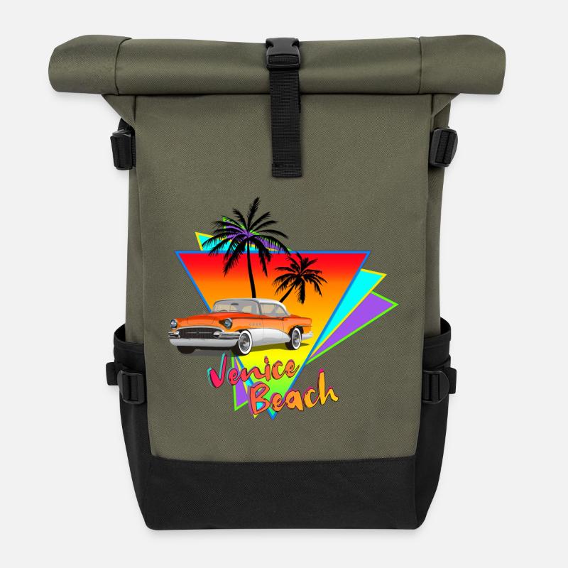 Venice Beach - Sac à dos roll top - olive/noir