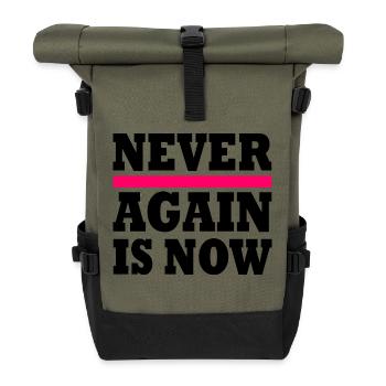 Never again is now - Rolltop Rucksack - Olive/Schwarz - Vorne