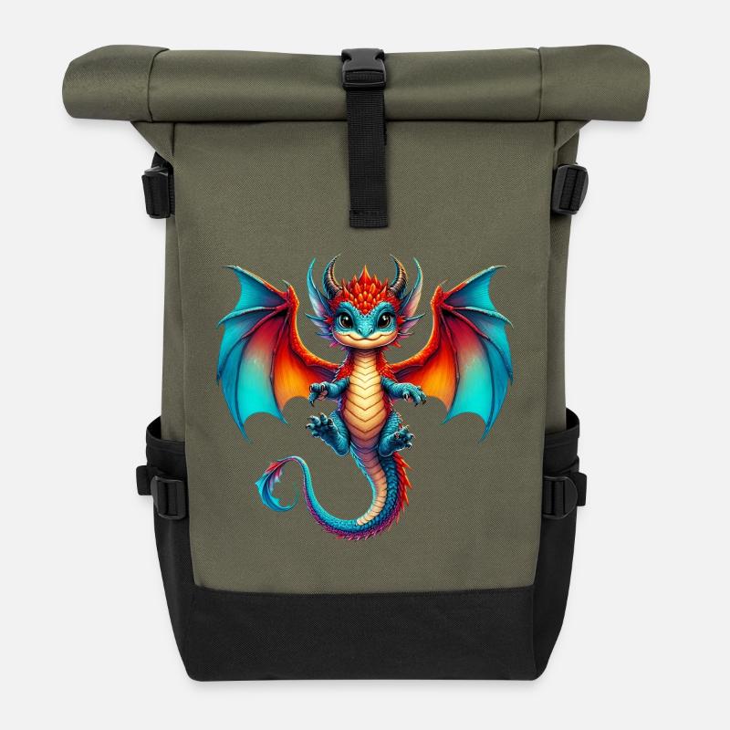 Drache - Rolltop Rucksack - Olive/Schwarz