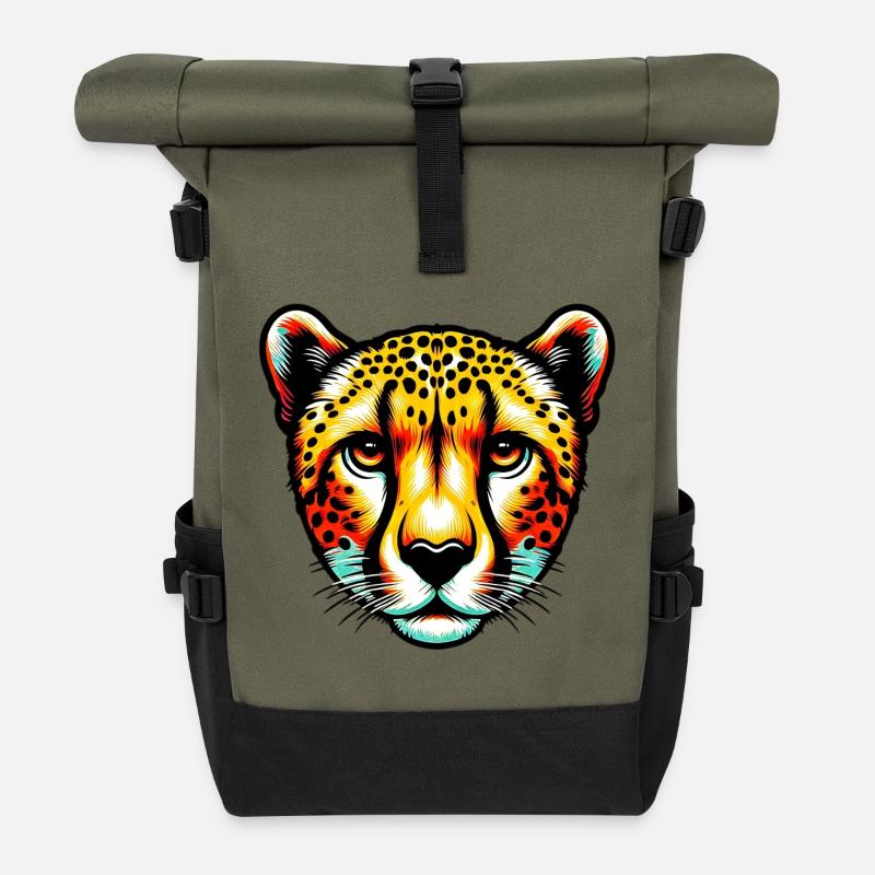 Cheetah - Roll Top Backpack - olive/black