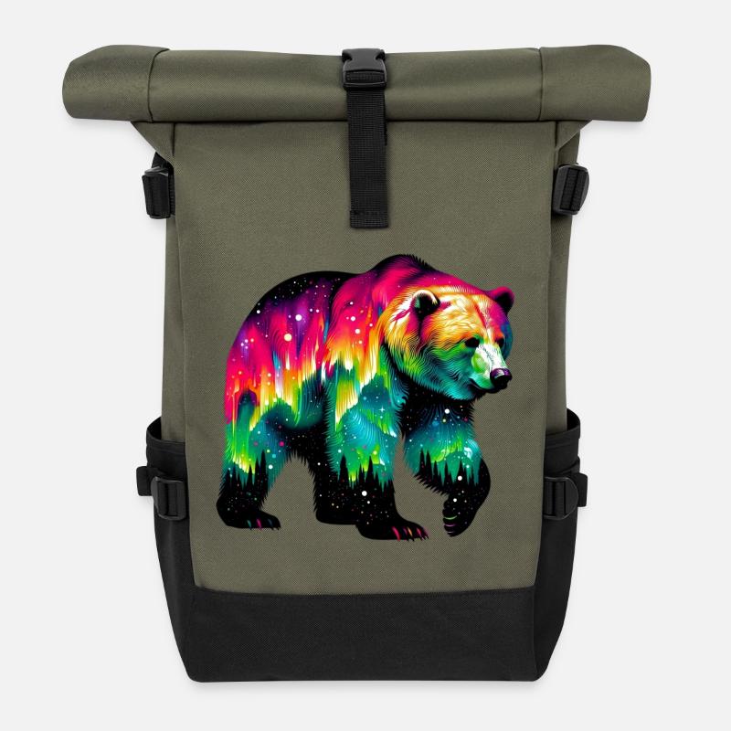 Bear - Roll Top Backpack - olive/black