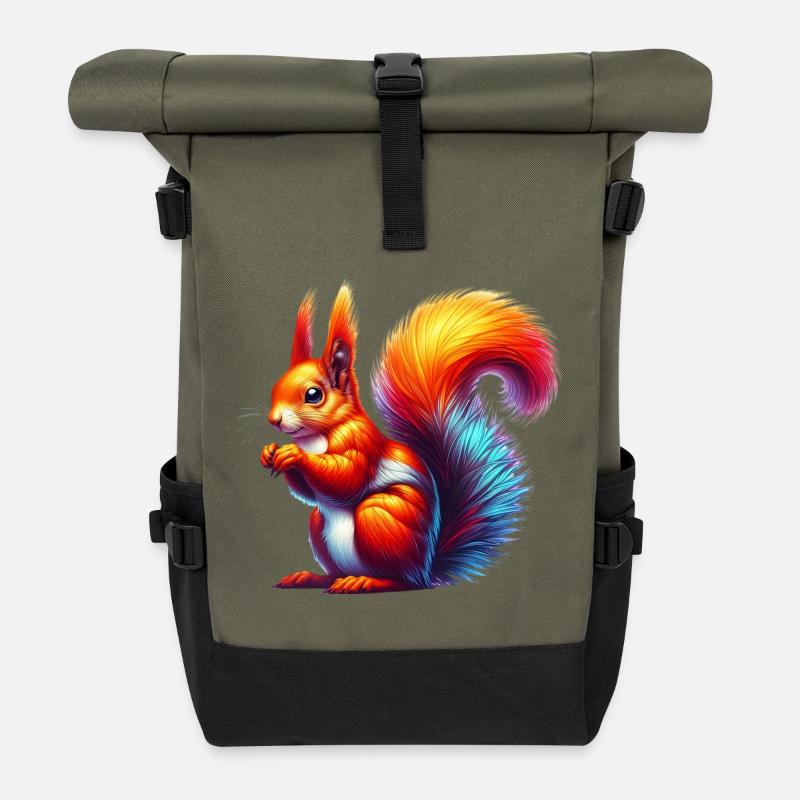 Eichhörnchen - Rolltop Rucksack - Olive/Schwarz