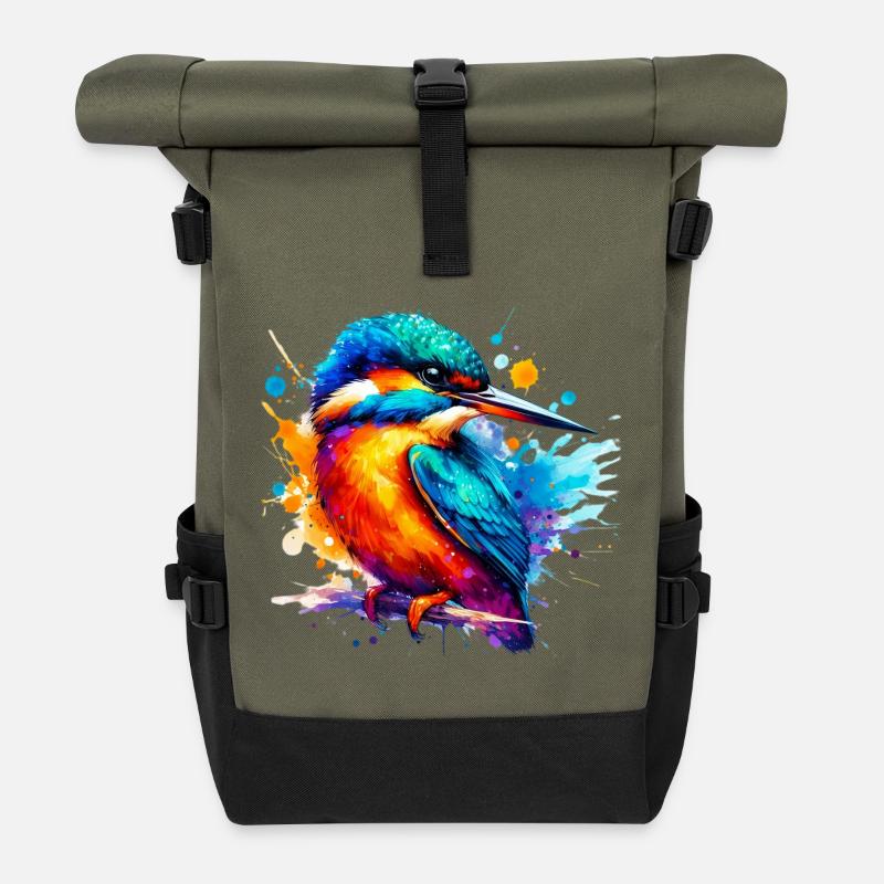 Eisvogel - Rolltop Rucksack - Olive/Schwarz