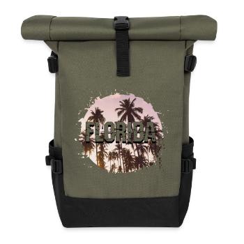 Florida USA Miami America Summer Palm Trees Beach - Roll Top Backpack - olive/black - Front