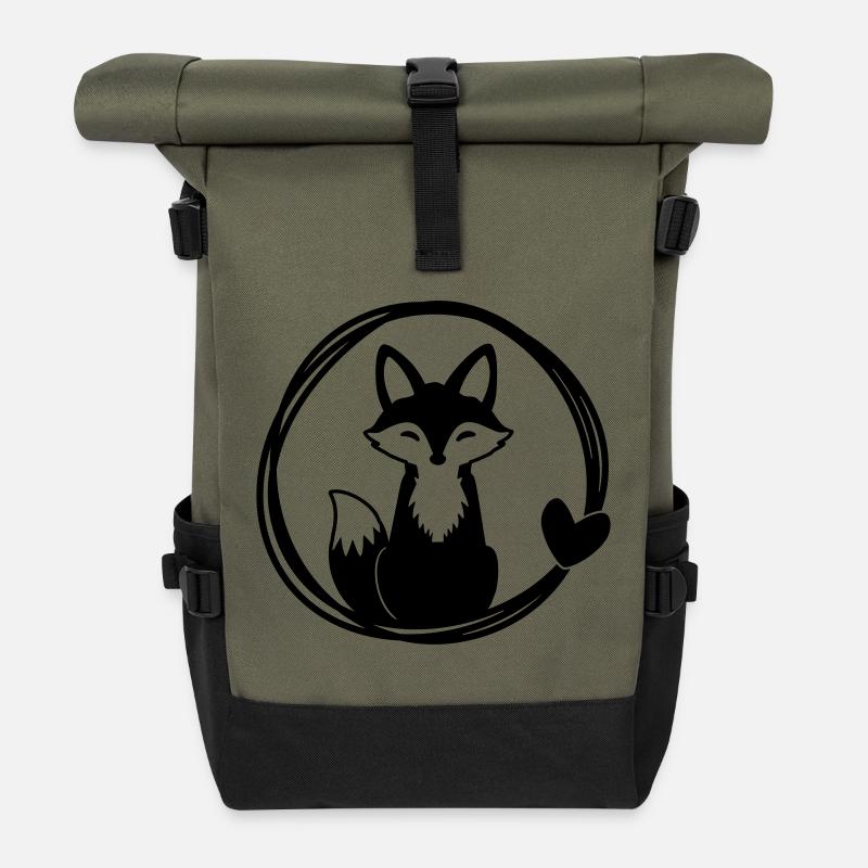 Renard mignon en couronne de coeur - Sac à dos roll top - olive/noir