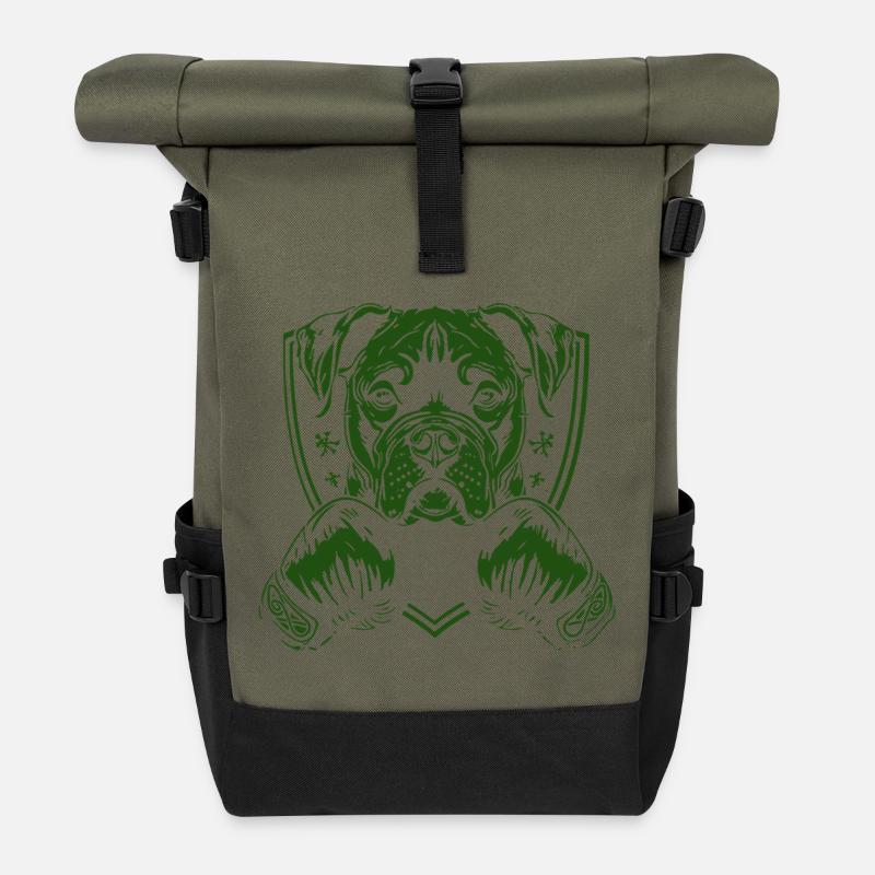 boxer-hund- - Rolltop Rucksack - Olive/Schwarz
