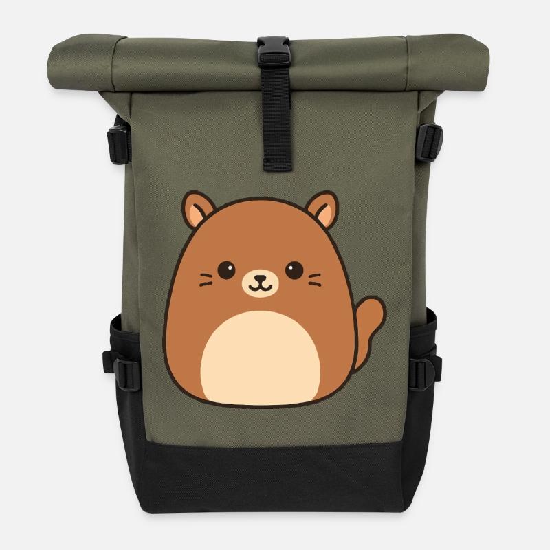 Chat mignon aux yeux câlins - Sac à dos roll top - olive/noir