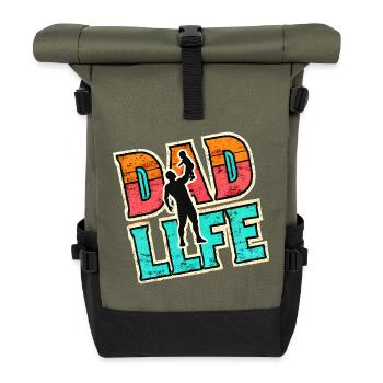 Papa Leben, Vaters Geschenk - Rolltop Rucksack - Olive/Schwarz - Vorne