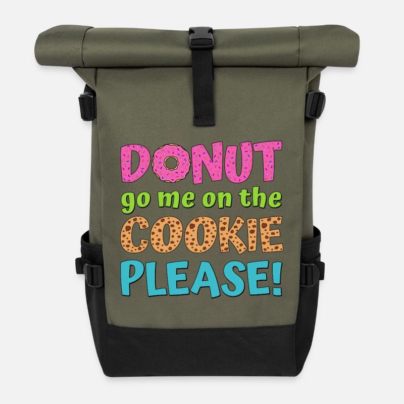 Donut go me on the cookie please - Rolltop Rucksack - Olive/Schwarz
