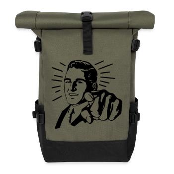 Pointing Man - Roll Top Backpack - olive/black - Front