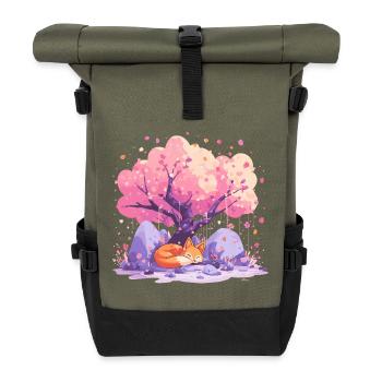 Schlaffuchs unter Kirschbaum - Rolltop Rucksack - Olive/Schwarz - Vorne