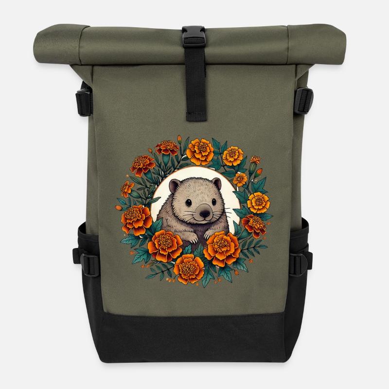 Otter Bloom Circle - Rolltop Rucksack - Olive/Schwarz