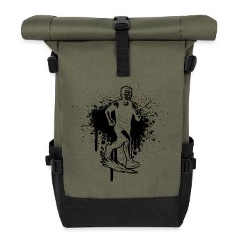 Klares Running Motiv für jeden Tag - Rolltop Rucksack - Olive/Schwarz - Vorne