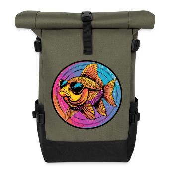Poisson rouge avec des lunettes de soleil - Sac à dos roll top - olive/noir - Devant