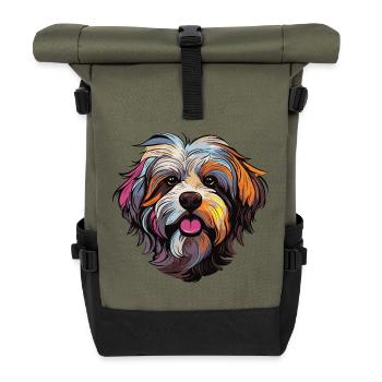 Bande dessinée de chien - Sac à dos roll top - olive/noir - Devant