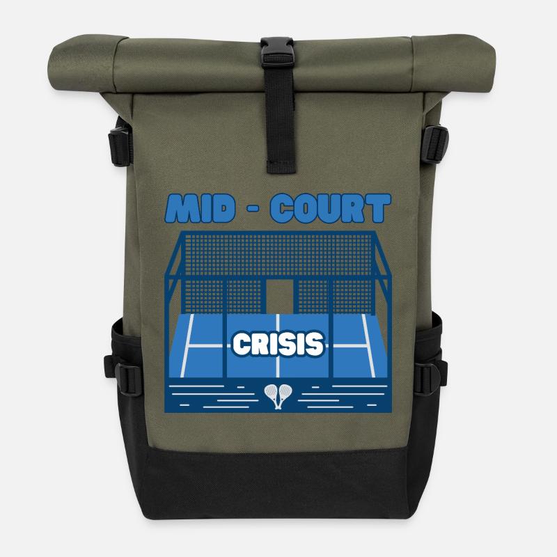 Padel Mid Court Crisis - Funny Padel Gift - Roll Top Backpack - olive/black