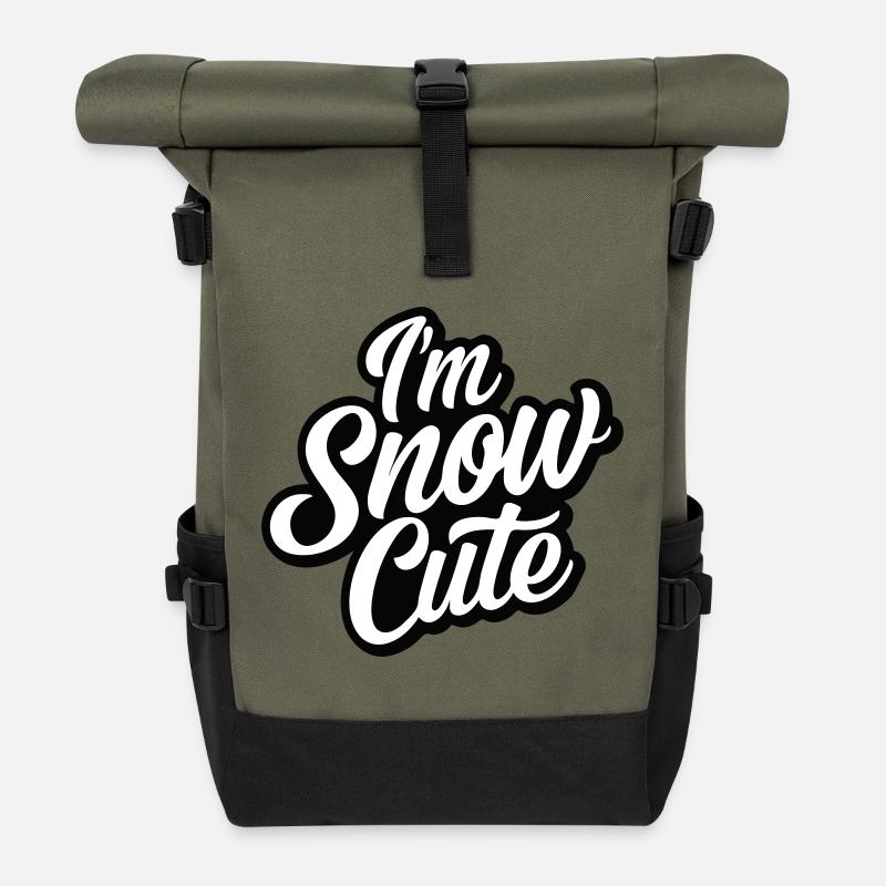 I'm snow cute - Roll Top Backpack - olive/black