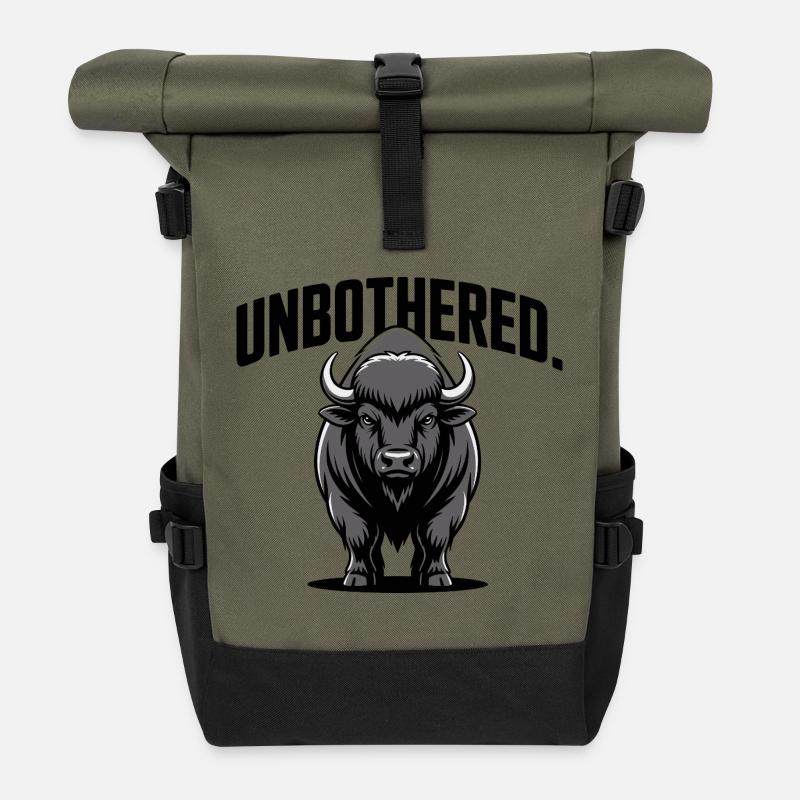 Emblème du taureau indifférent - Sac à dos roll top - olive/noir