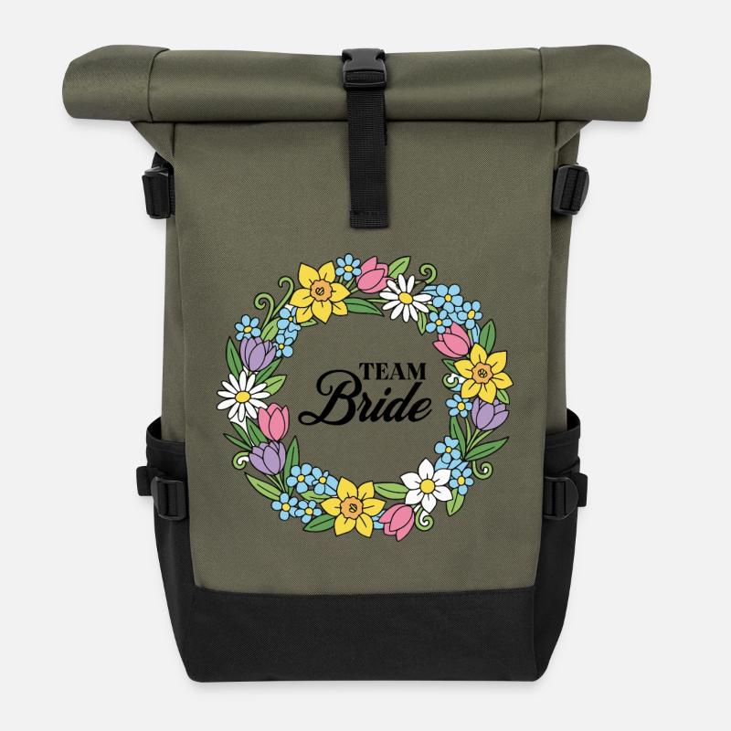 Team Bride for Engagement - Roll Top Backpack - olive/black