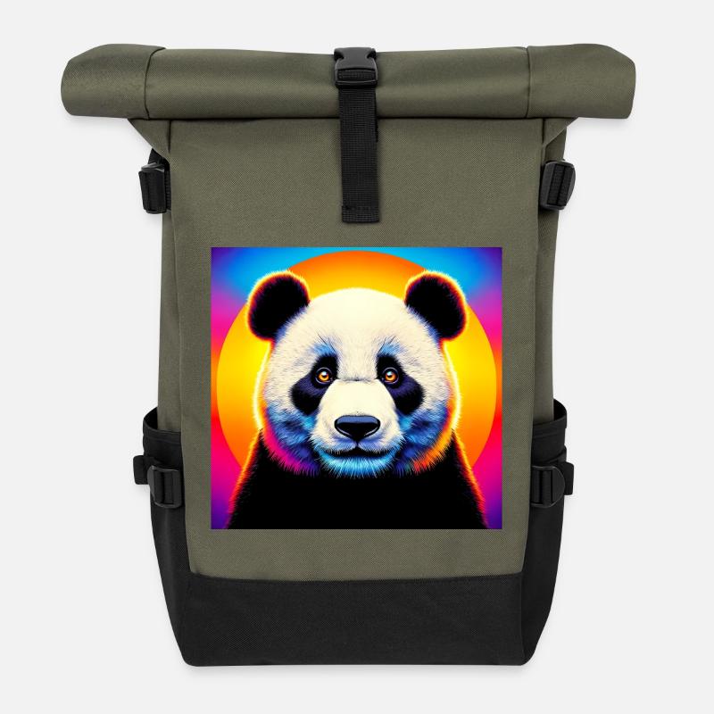 panda - Roll Top Backpack - olive/black