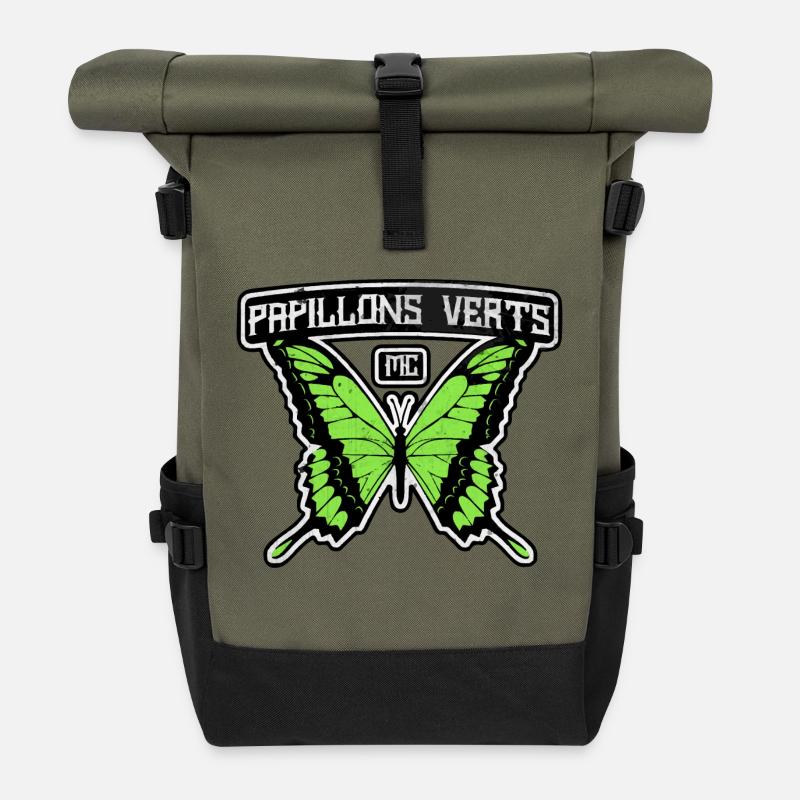 Papillons Verts MC - Sac à dos roll top - olive/noir