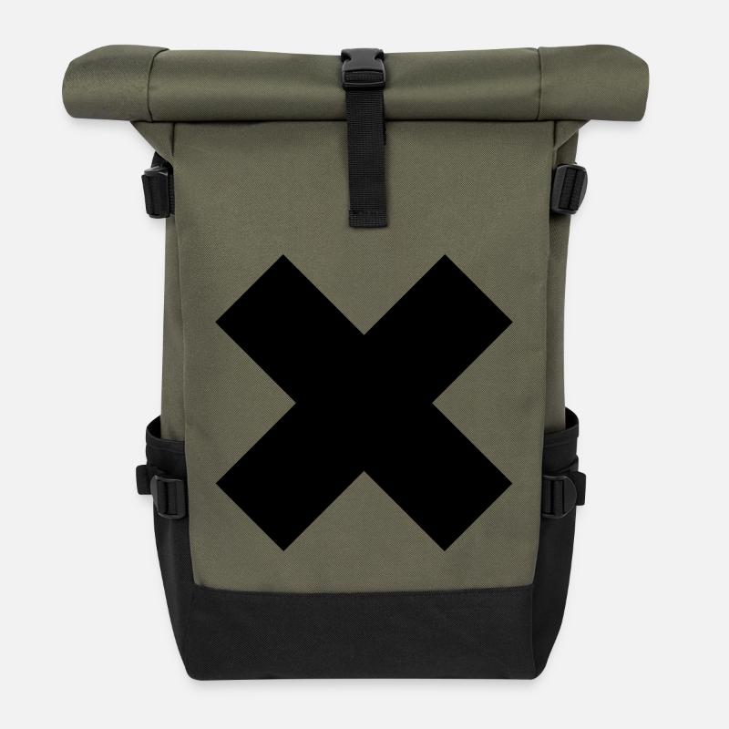 X - Simple Cross - Rolltop Rucksack - Olive/Schwarz