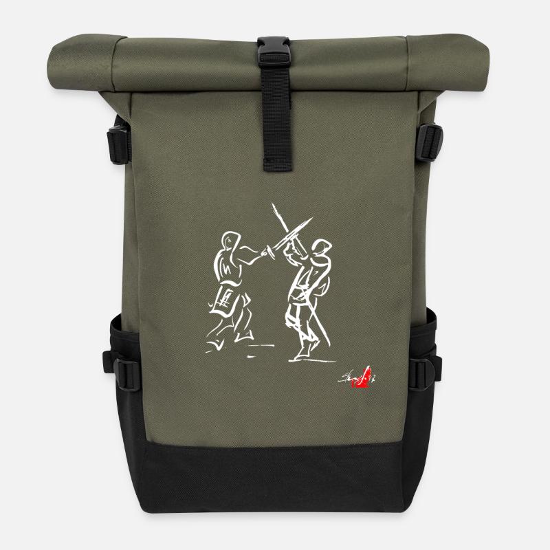 Blanc SWORD MÉDIÉVAL - Sac à dos roll top - olive/noir