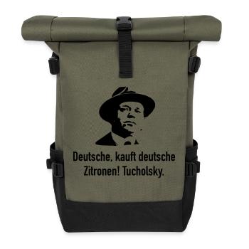 Tucholsky: Deutsche, kauft deutsche Zitronen! - Rolltop Rucksack - Olive/Schwarz - Vorne