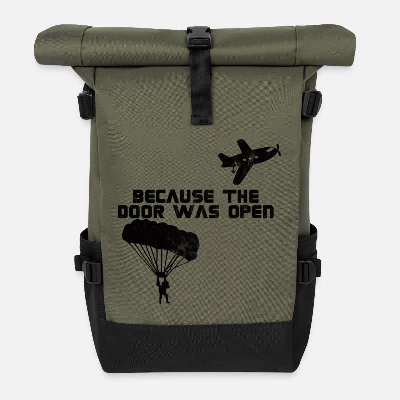 Skydiving Parachutist Gift Paragliding - Roll Top Backpack - olive/black