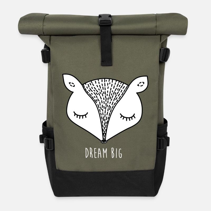Possum de souris animaux de la forêt endormi - Sac à dos roll top - olive/noir