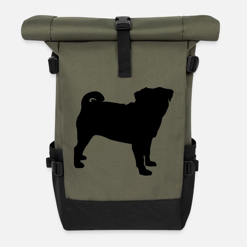 Pug - Roll Top Backpack - olive/black