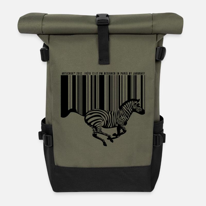 ZEBRA BARCODE - Roll Top Backpack - olive/black
