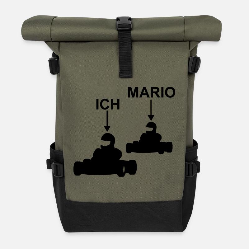 Je vais kart mario - Sac à dos roll top - olive/noir